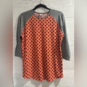 LuLaRoe Disney Minnie Mouse Raglan Top Women’s Medium Orange Gray Like New